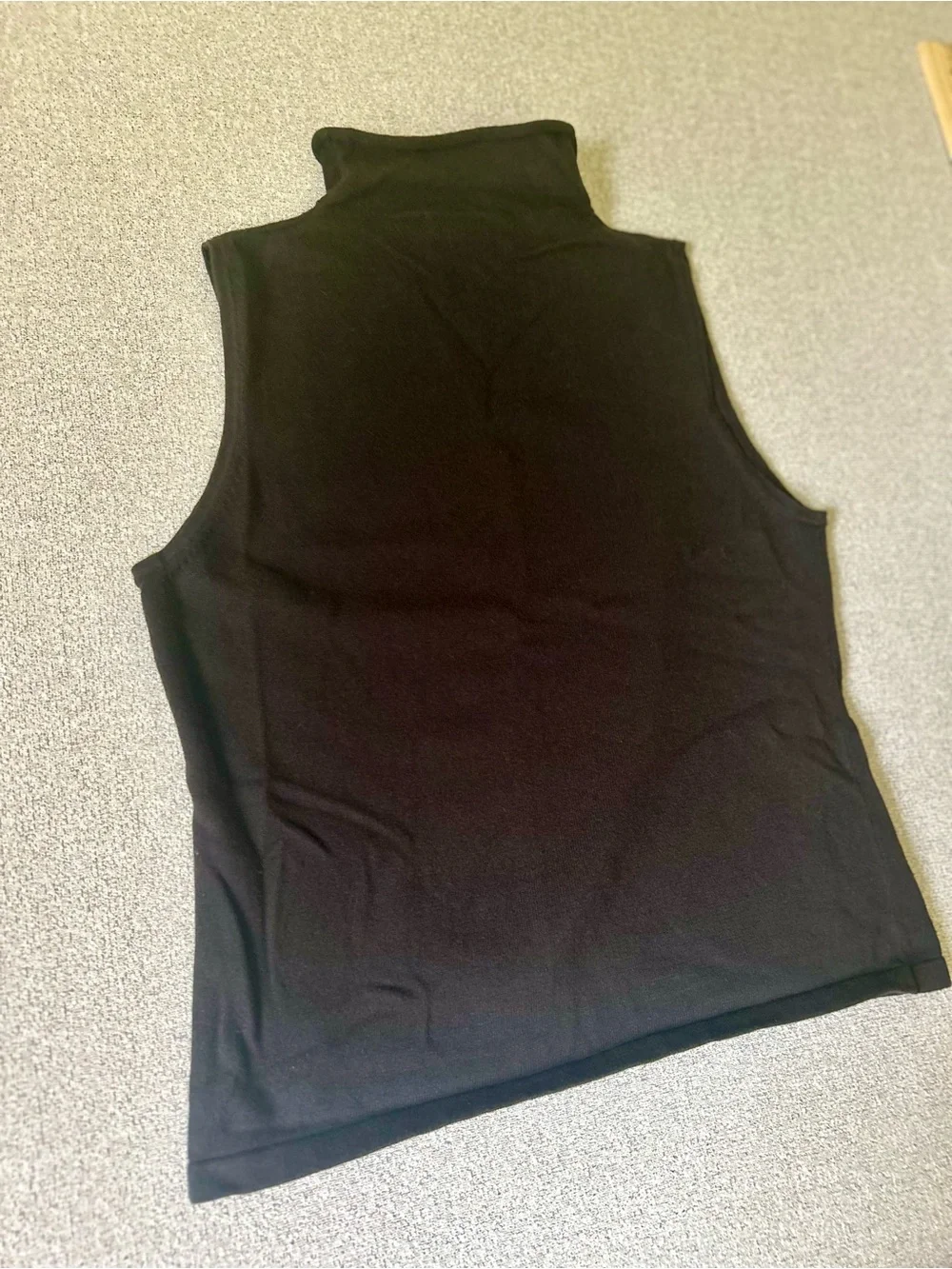 Vintage 100% Cotton Black Mock Neck Knit Tank Top L Coquette Layering Clean Girl
